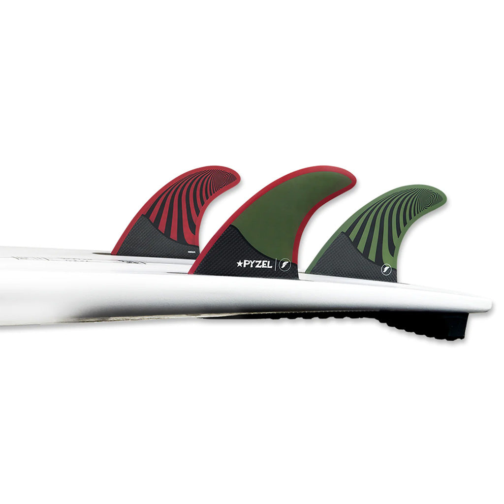 Futures Fins - Pyzel Medium Thruster - Green/Red - Seaside Surf Shop 