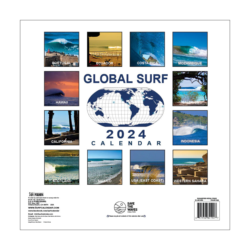 Global Surf Save the Waves Coalition 2024 Surfing Calendar - Seaside Surf Shop 