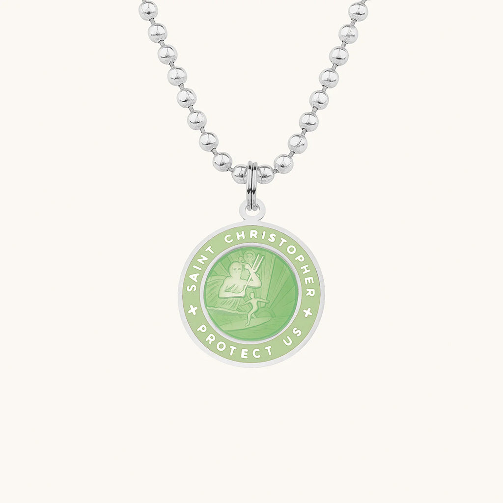 Saint Christopher Medium Medal - Emerald/Cactus - Seaside Surf Shop 