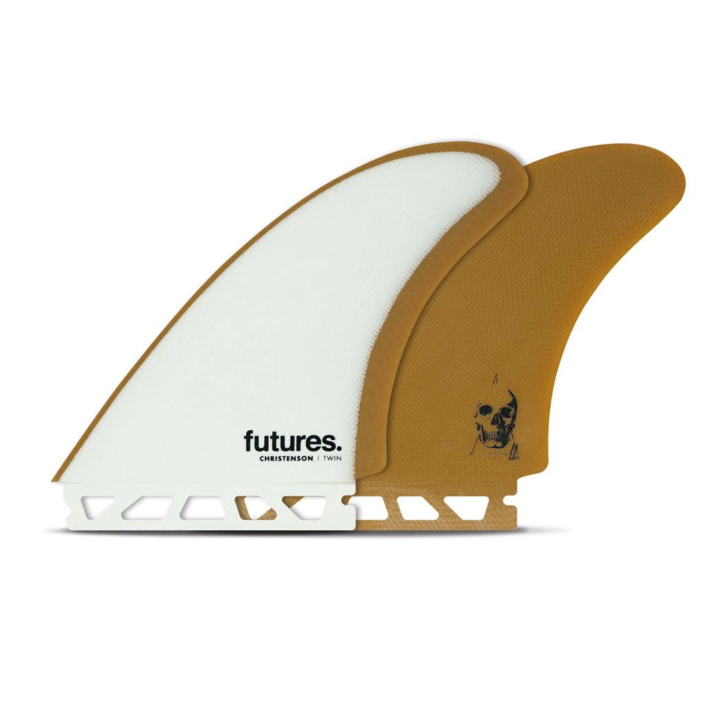 Futures Fins - Christenson Twin Fiberglass Fin - White/Brown - Seaside Surf Shop 