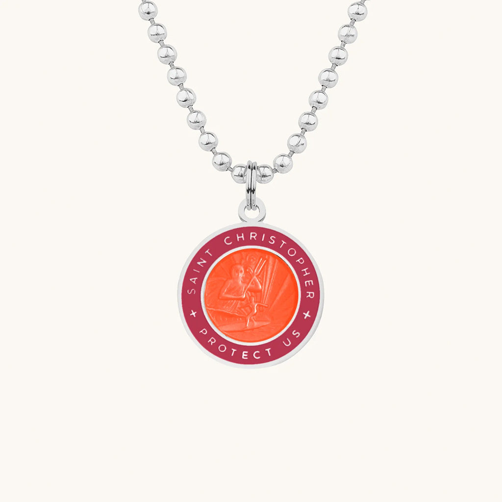 Saint Christopher Medium Medal - Orange/Hot Pink - Seaside Surf Shop 