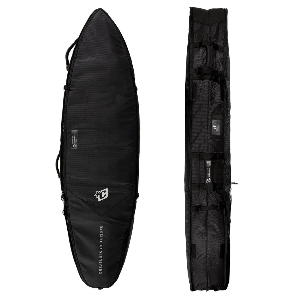 Creatures Quad Cover Coffin Boardbag - Black Silver - Seaside Surf Shop 