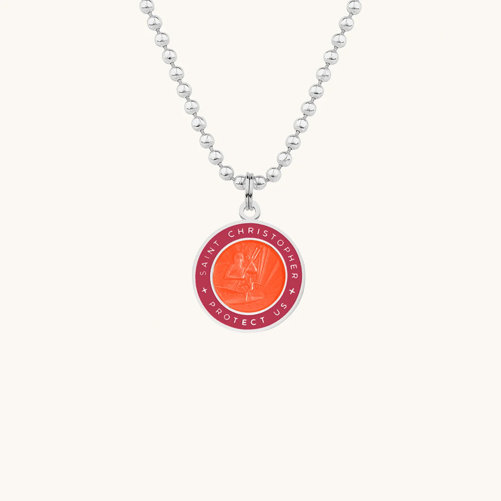 Saint Christopher Small Medal - Orange/Hot Pink - Seaside Surf Shop 