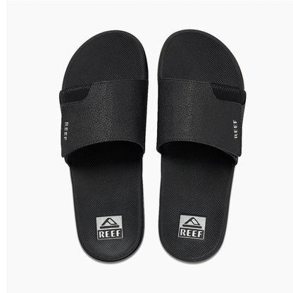 Reef Mens Fanning Slide Sandal  - Black/Silver - Seaside Surf Shop 