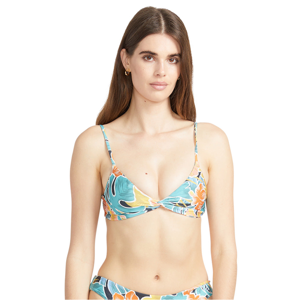 Volcom Womens Take it Easy V Neck Twist Crop Bikini - Multi