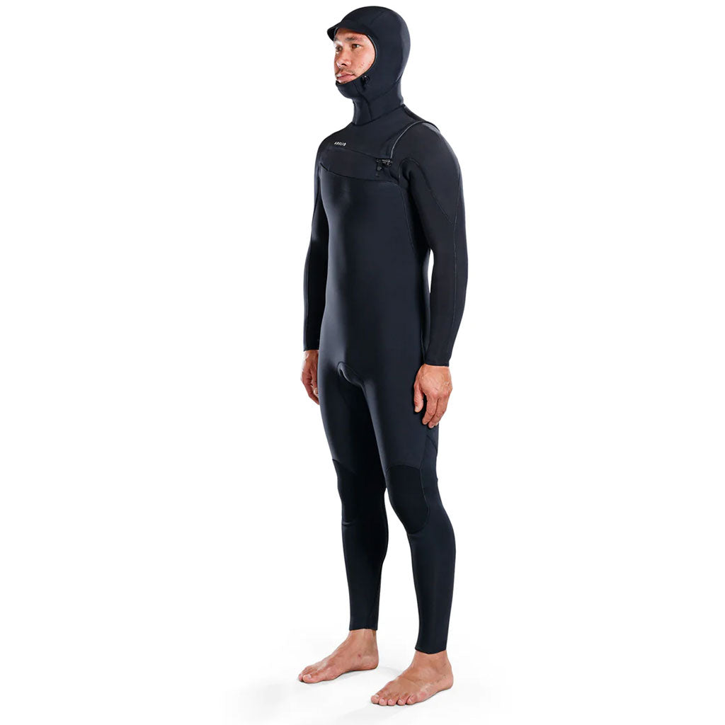 Adelio Mens 5/4 Conner Hooded Base Steamer Wetsuit - Black - Seaside Surf Shop 