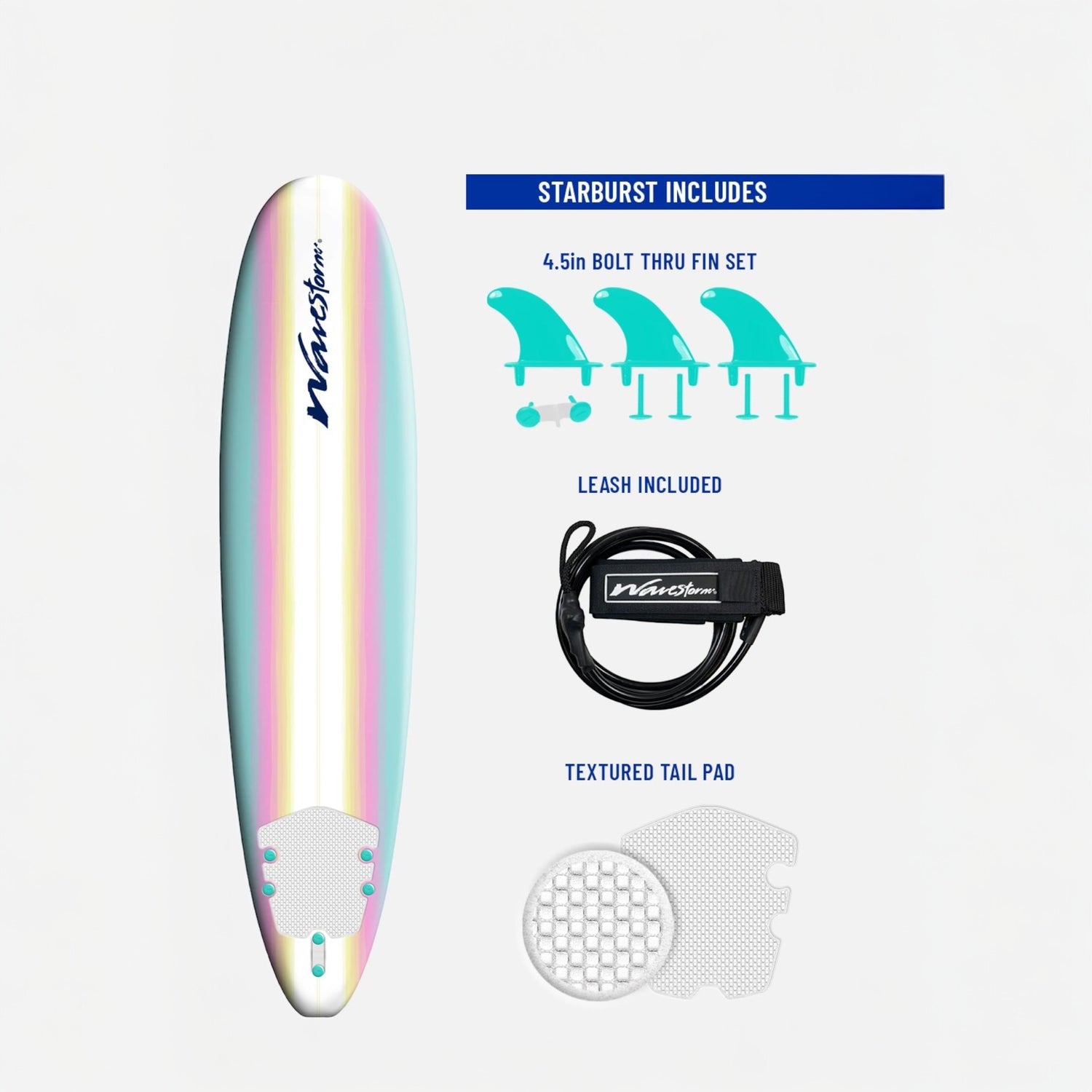 Wavestorm Surfboards Starburst Surfboard -  8 ft