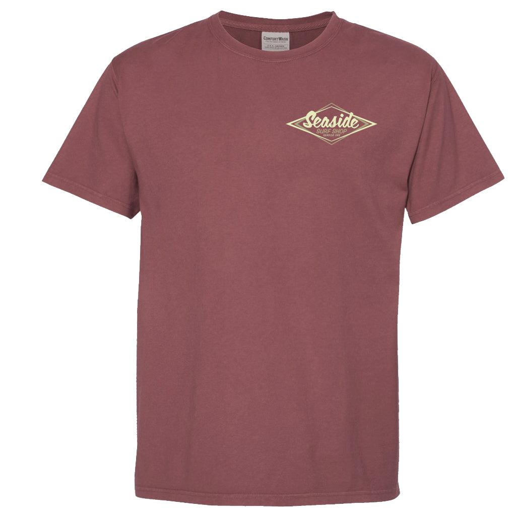 Seaside Surf  Garment Dyed Vintage Logo S/S Tee - Maroon