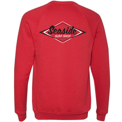 Seaside Surf Shop Unisex Raglan Sponge Fleece Crew Neck - Heather Red - Seaside Surf Shop 