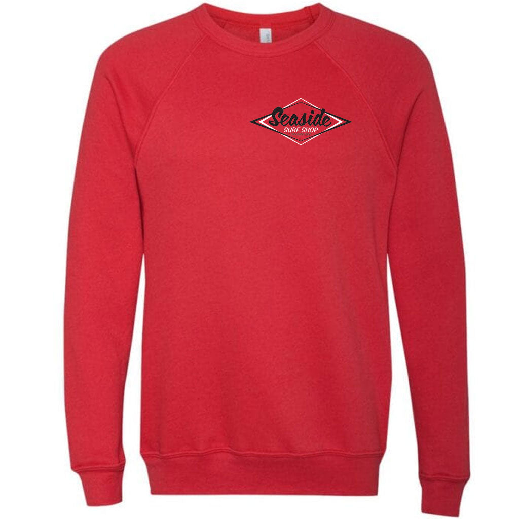 Seaside Surf Shop Unisex Raglan Sponge Fleece Crew Neck - Heather Red - Seaside Surf Shop 