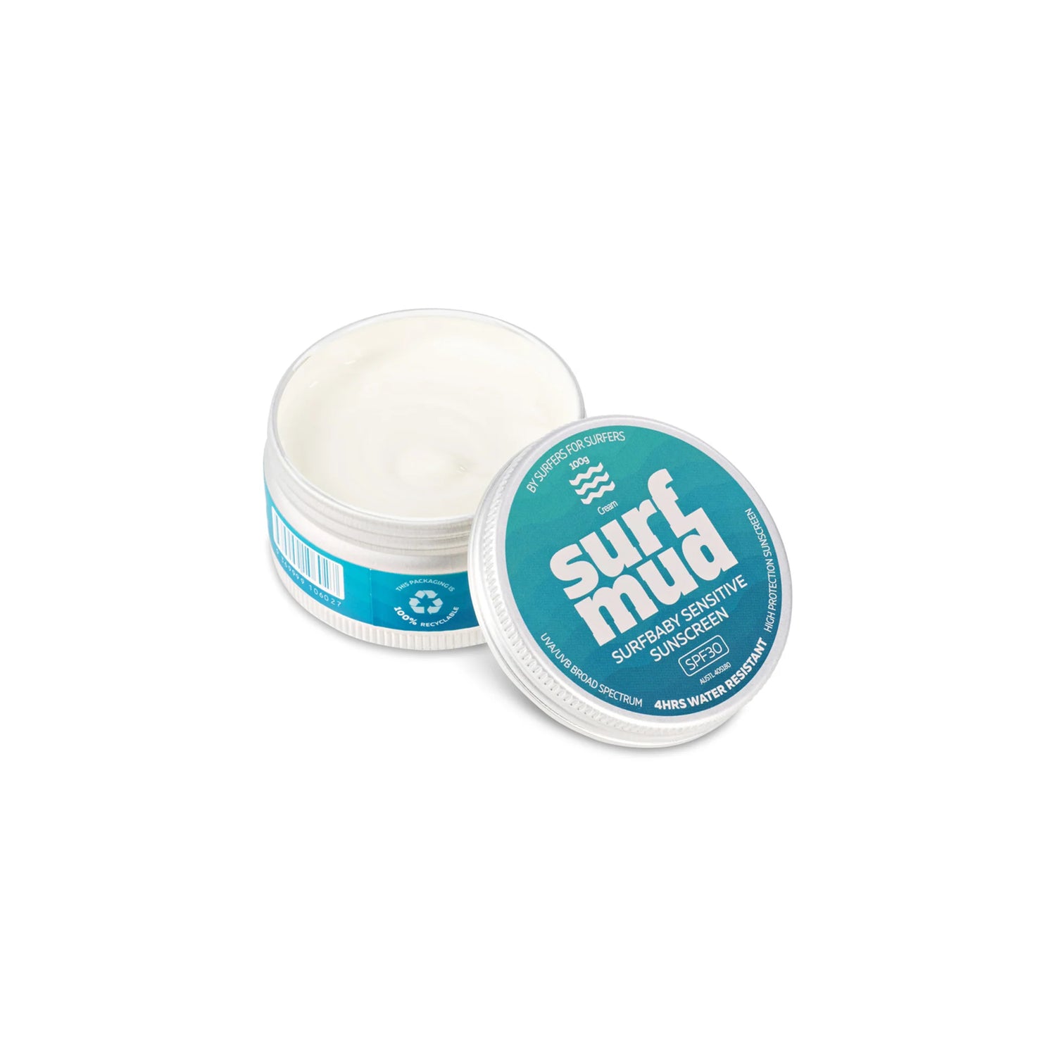 Surfmud -Surfbaby Sensitive SPF30 Sunscreen Tin - 100g - Seaside Surf Shop 