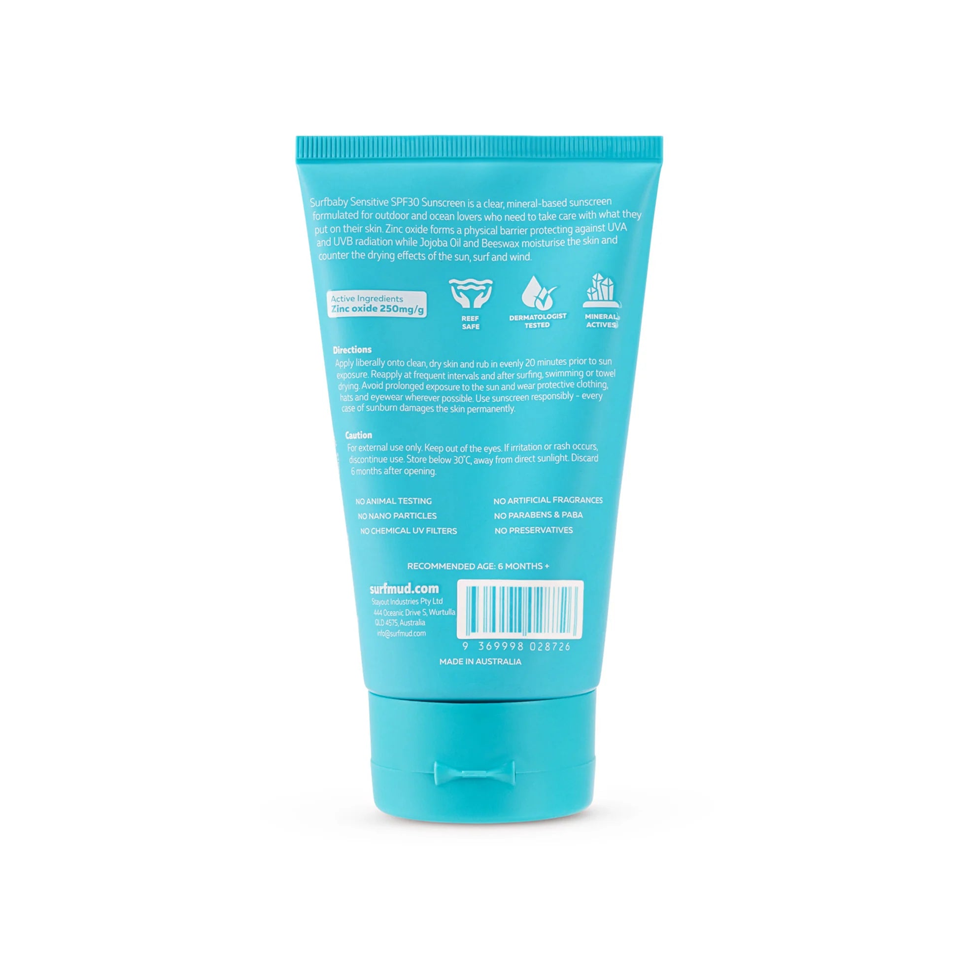 Surfmud - Surfbaby Sensitive SPF30  Sunscreen - 125g - Seaside Surf Shop 