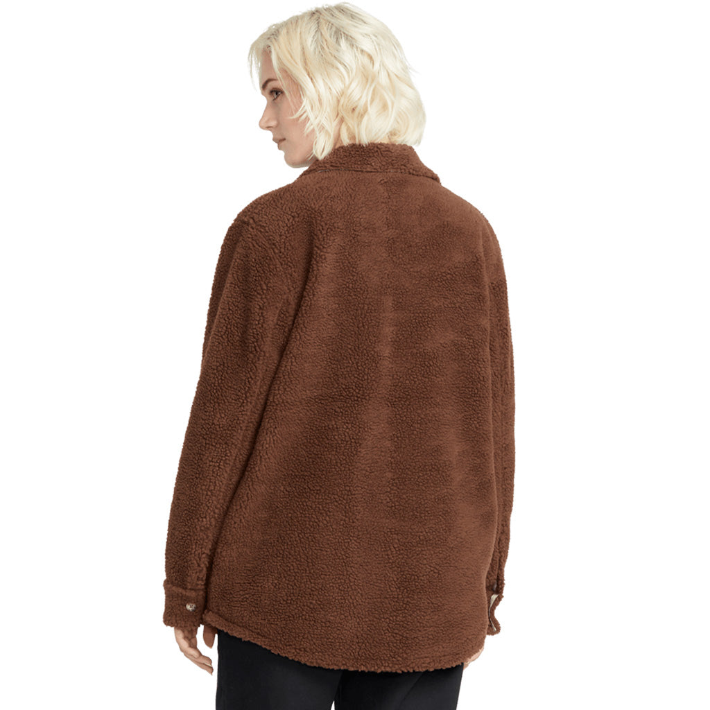 Volcom Womens Silent Sherpa Jacket - Chocolate - Seaside Surf Shop 