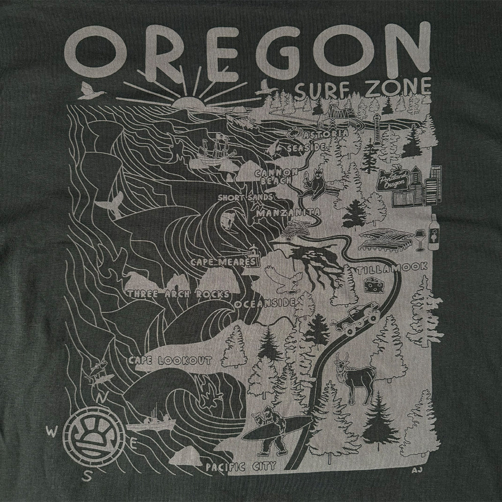 Seaside Surf /Distant Local OREGON Surf Zone Map L/S Tee Unisex - Vintage Black