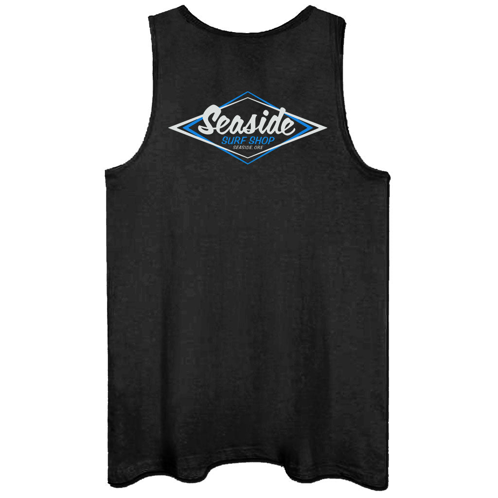 Seaside Surf Shop Mens Vintage Logo Tank - Black/Blue/White - Seaside Surf Shop 