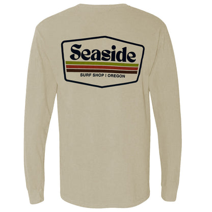 Seaside Surf Garment Dyed Retro Badge L/S Tee - Cappuccino