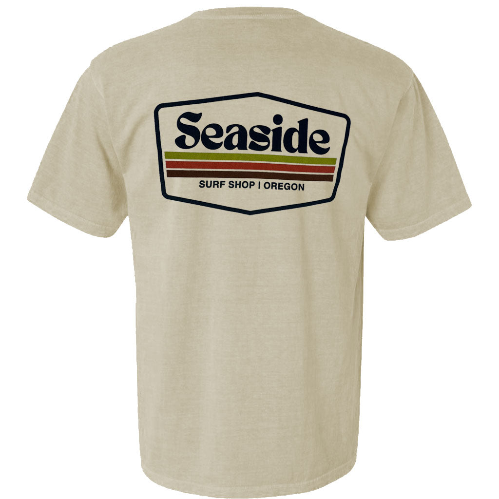 Seaside Surf Garment Dyed Retro Badge S/S Tee - Cappuccino