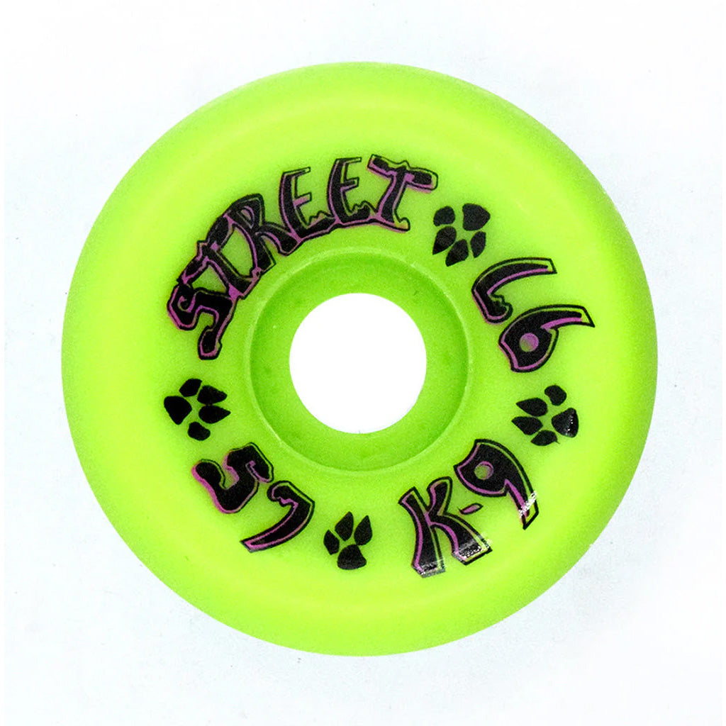 K-9 80s Street Wheels - 57mm x 97a - Lime Green - Seaside Surf Shop 