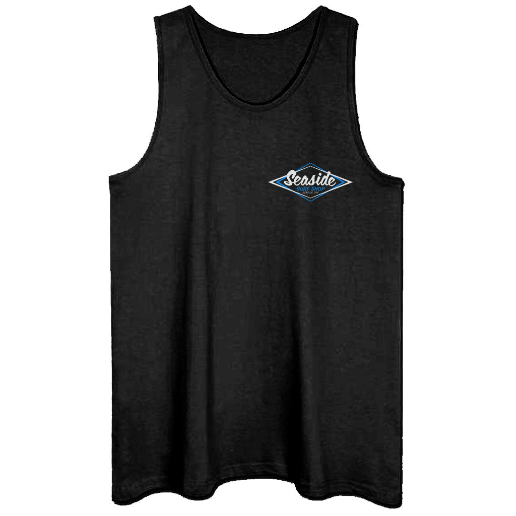 Seaside Surf Shop Mens Vintage Logo Tank - Black/Blue/White - Seaside Surf Shop 