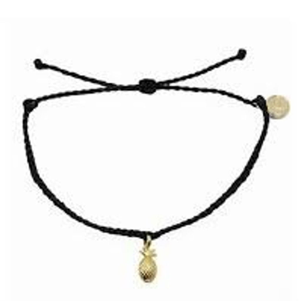 Pura Vida Gold Bitty Pineapple Bracelet - Black - Seaside Surf Shop 