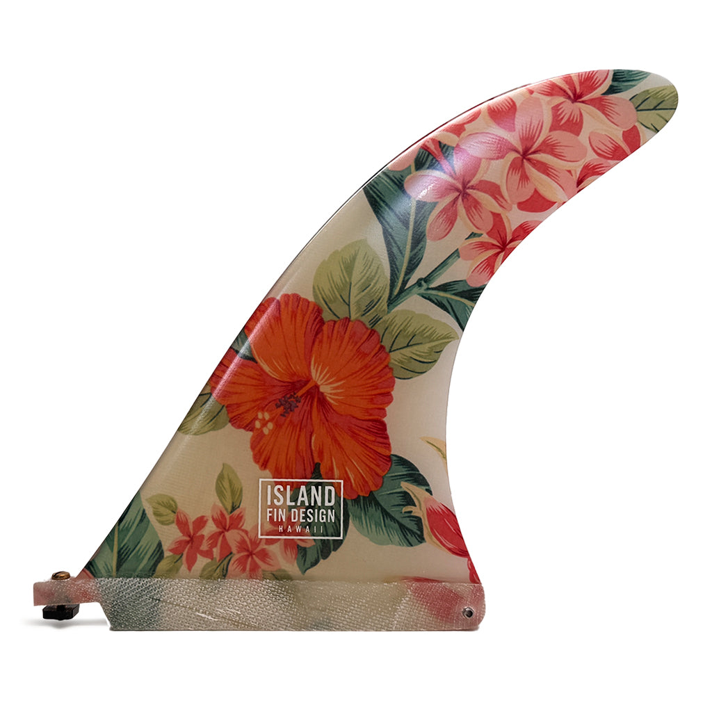 Island Fin Design - 9.0&quot; Islander Fin - White Aloha Print