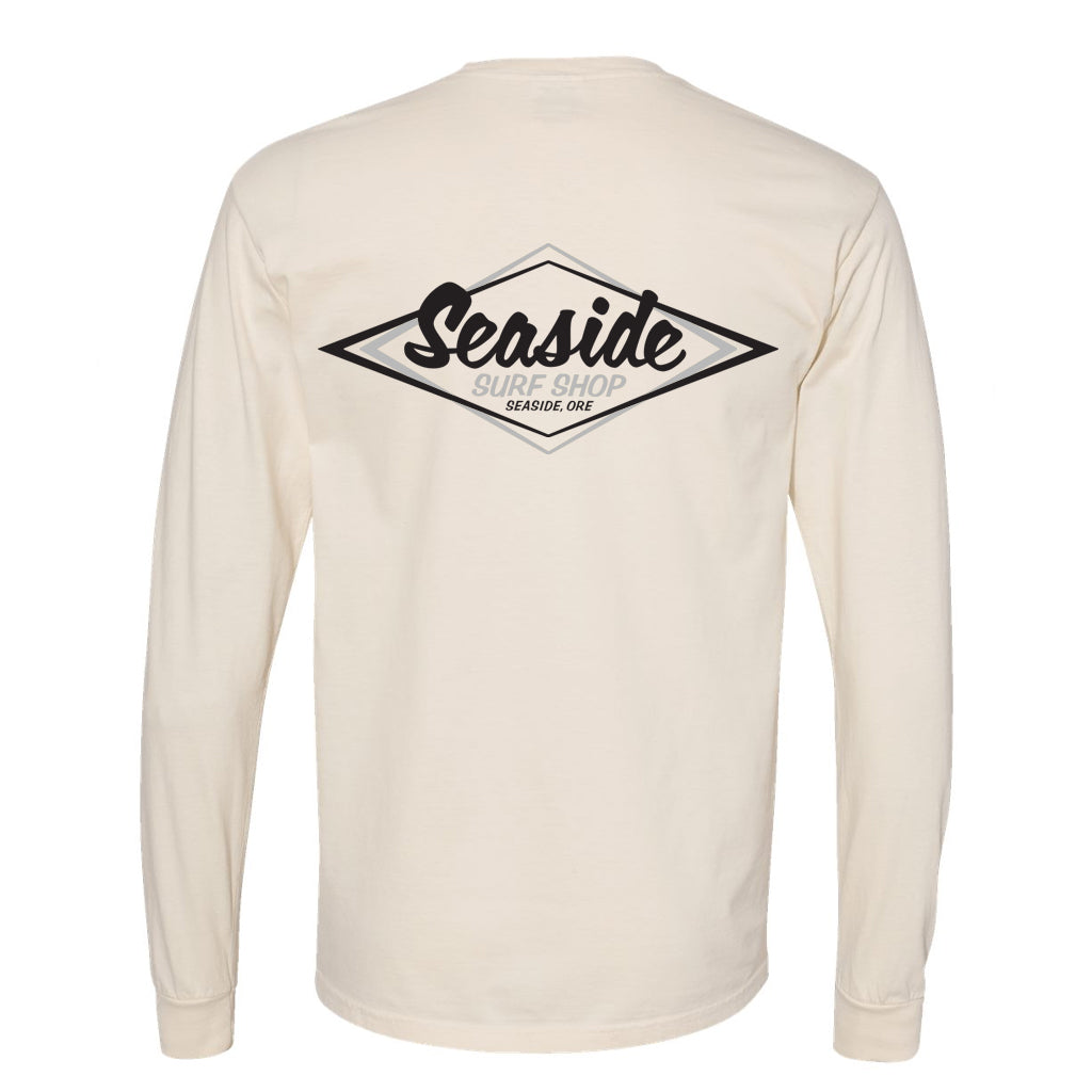 Seaside Surf  Garment Dyed Vintage Logo L/S Tee - Ivory