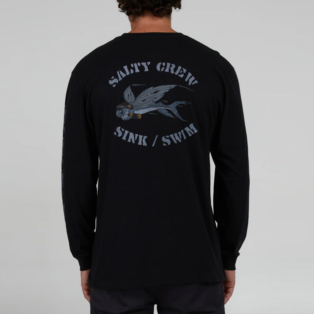 Salty Crew Mens Kamikaze Premium  L/S Tee - Black