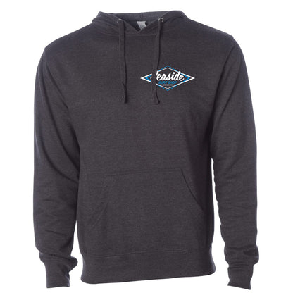 Seaside Surf Shop Midweight Pullover Hoody - Charcoal Heather/White Blue Logo - Seaside Surf Shop 