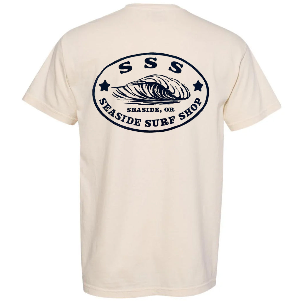 Seaside Surf Shop SSS Blade Wave Garment Dyed Tee - Ivory - Seaside Surf Shop 