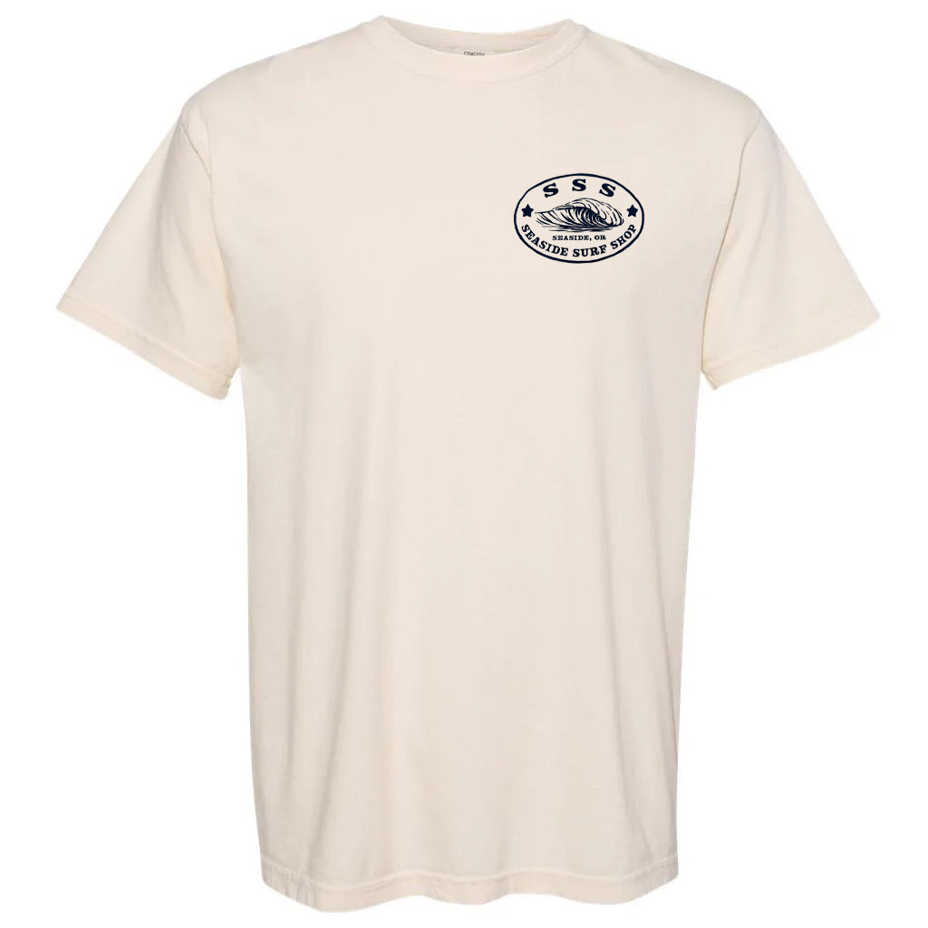 Seaside Surf Shop SSS Blade Wave Garment Dyed Tee - Ivory - Seaside Surf Shop 