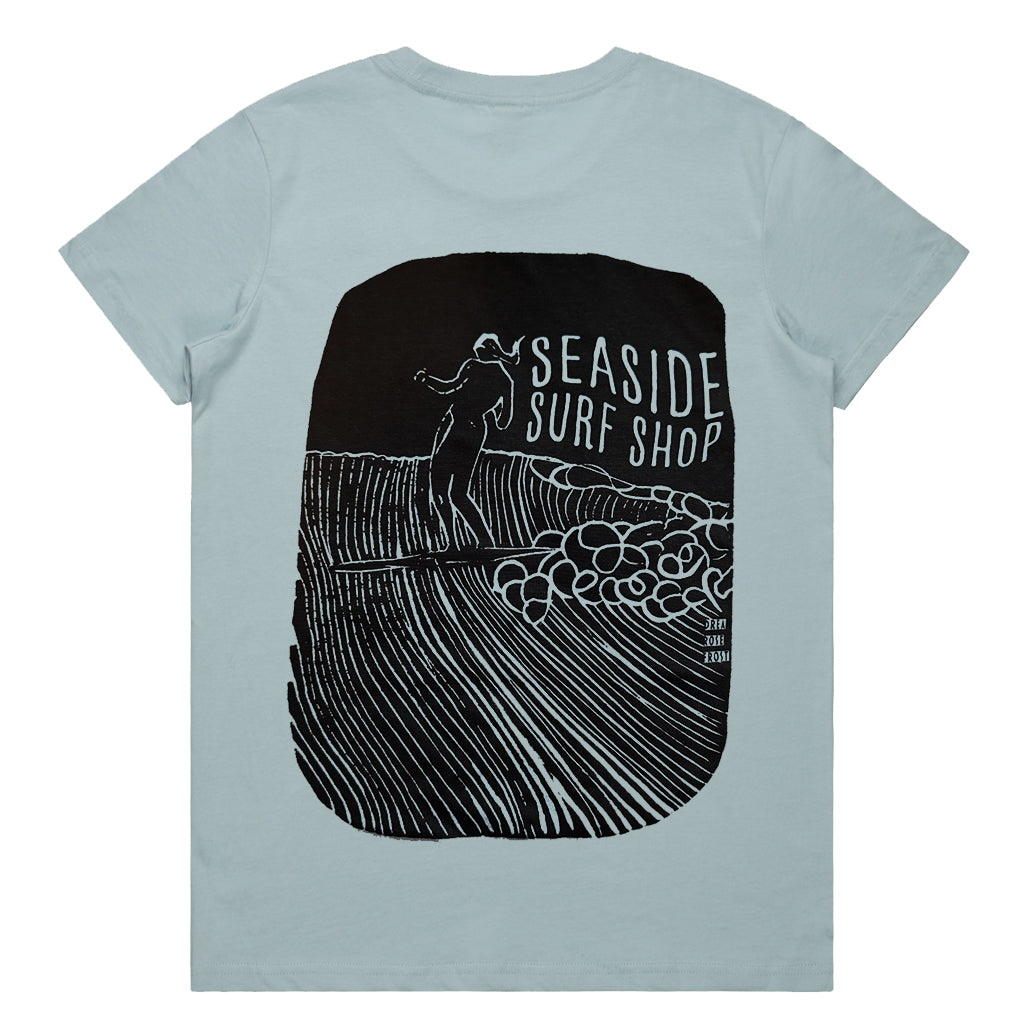 Seaside Surf x Drea Frost - Local Artist Series Womens S/S Tee - Pale Blue - Seaside Surf Shop 