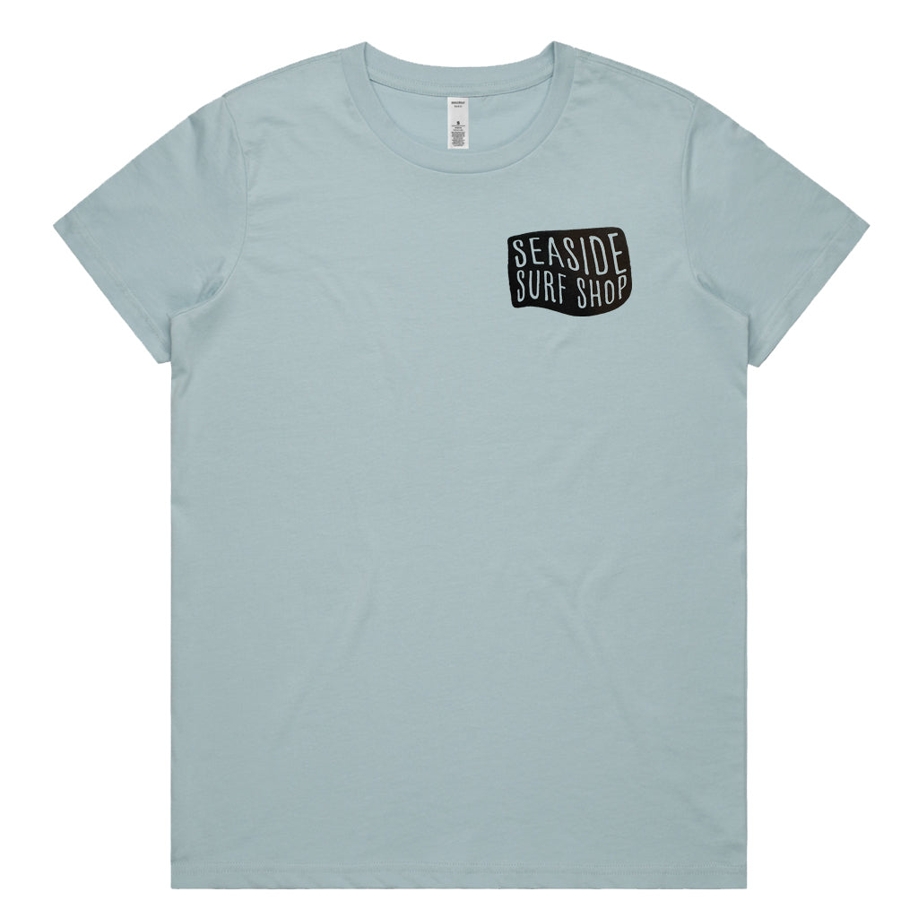 Seaside Surf x Drea Frost - Local Artist Series Womens S/S Tee - Pale Blue - Seaside Surf Shop 