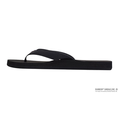 Rainbow Sandals Womens The Bella - Soft Top Black Tapered Canvas Strap - Black - Seaside Surf Shop 