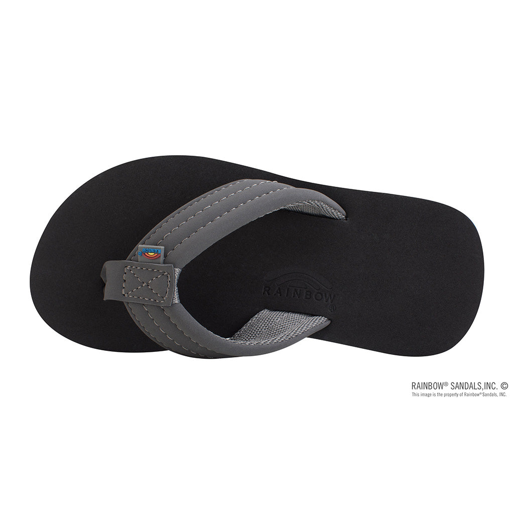 Rainbow The Grombow - Soft Rubber Top Sole with 1&quot; Strap and Pin line - Dark Grey Strap/Pinline Black - Seaside Surf Shop 