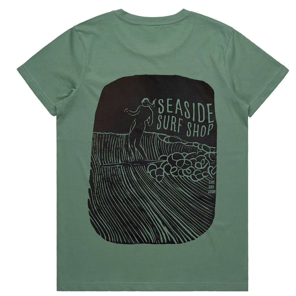 Seaside Surf x Drea Frost - Local Artist Series Womens S/S Tee - Sage - Seaside Surf Shop 