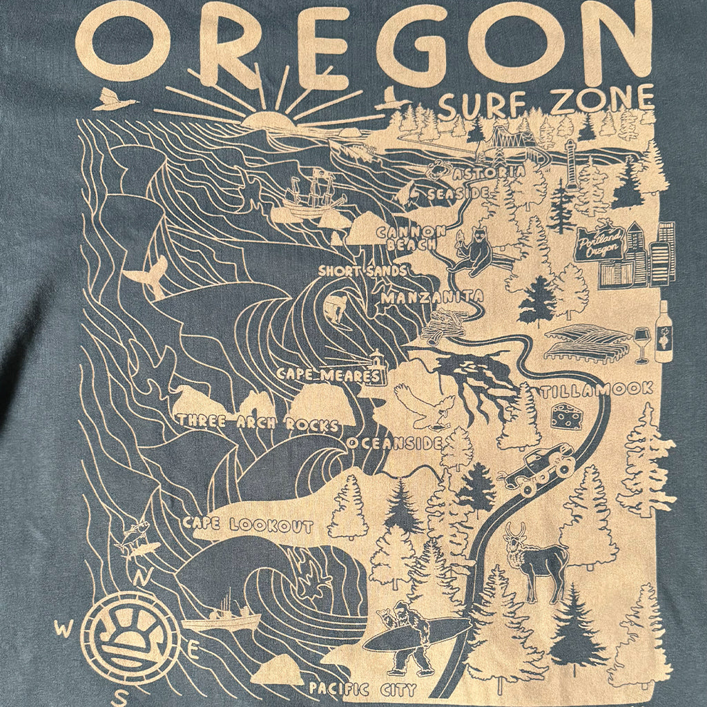 Seaside Surf /Distant Local OREGON Surf Zone Map S/S Tee Unisex - Harbor Blue