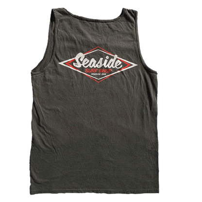 Seaside Surf Garment Dyed Vintage Logo Tank Tee - Smoke