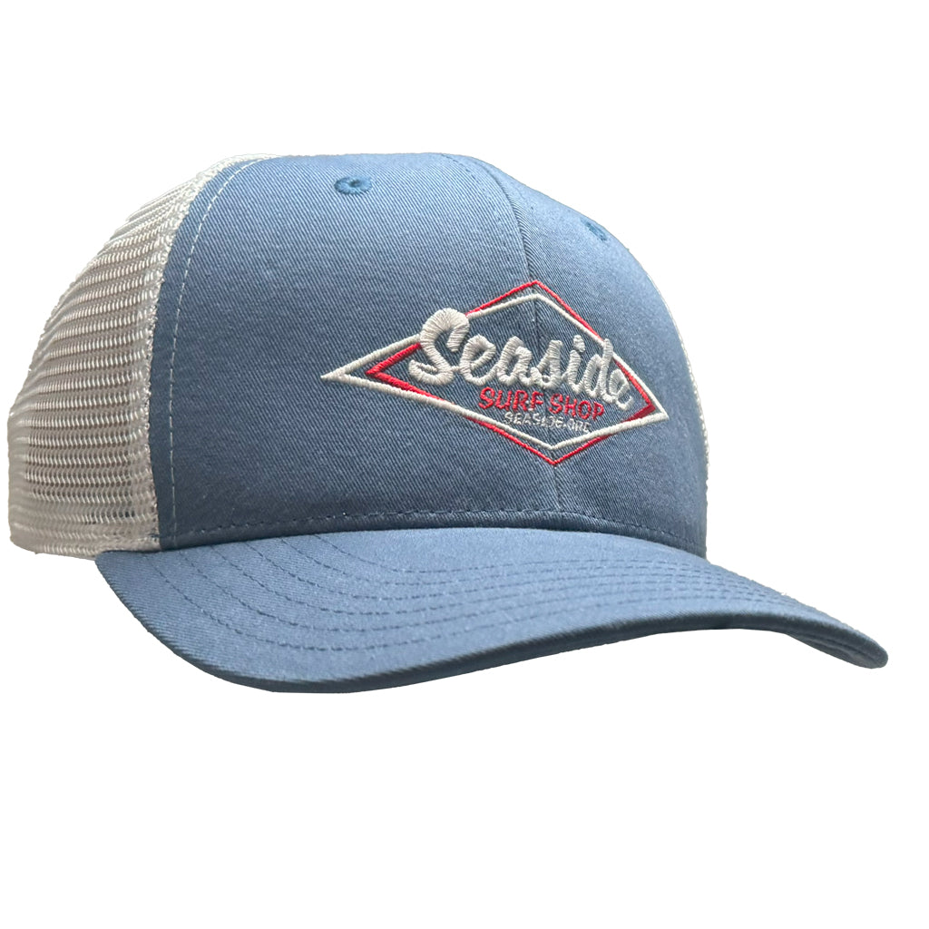 Seaside Surf Shop Vintage Logo Mid Crown Cap - Slate/White - Seaside Surf Shop 