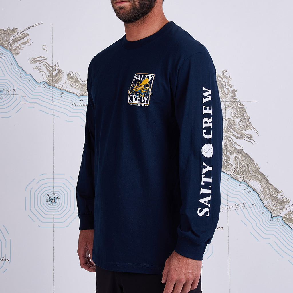 Salty Crew Mens Ink Slinger Standard L/S Tee - Navy - Seaside Surf Shop 