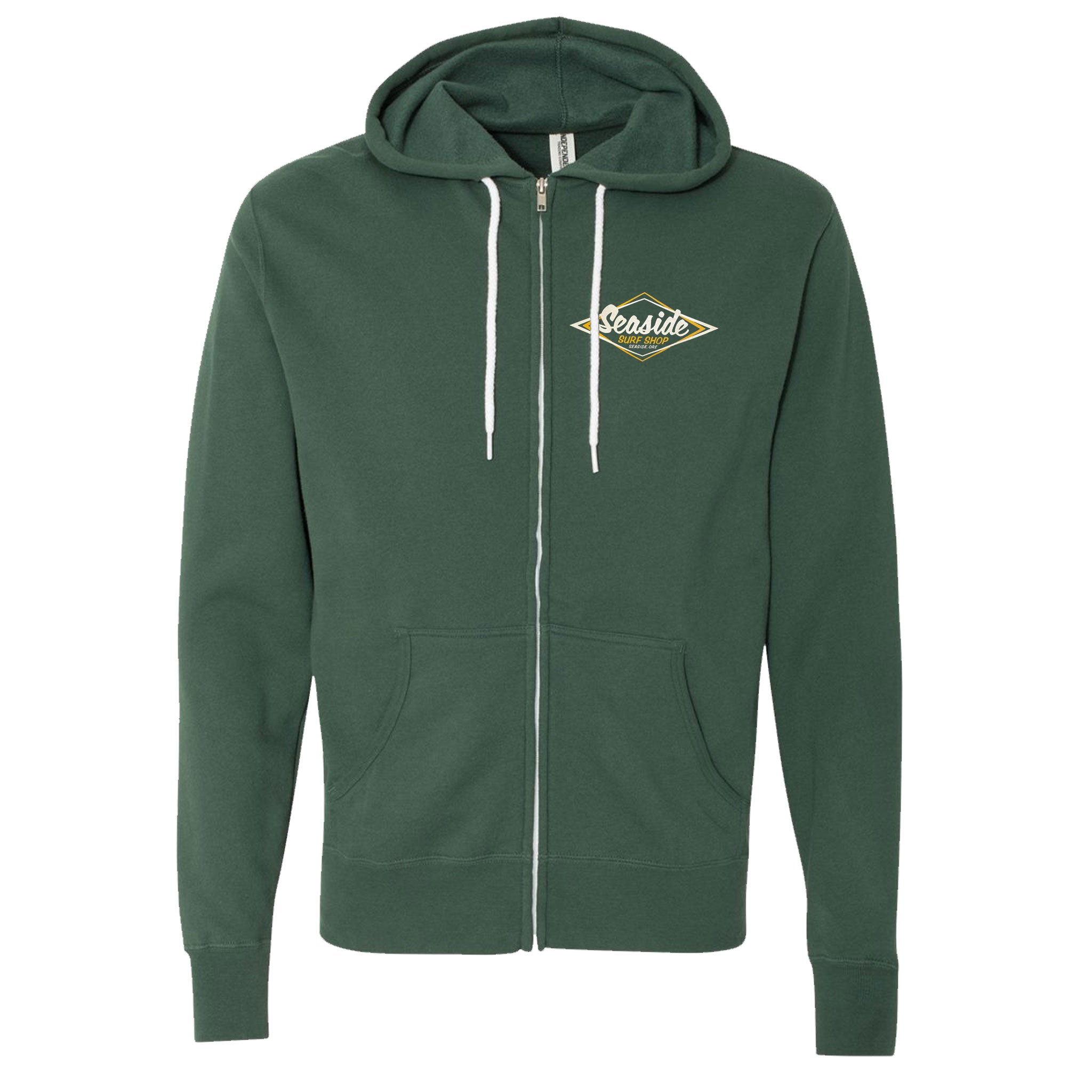 Seaside Surf Shop Vintage Logo Zip Hoody - Alpine Green - Seaside Surf Shop 