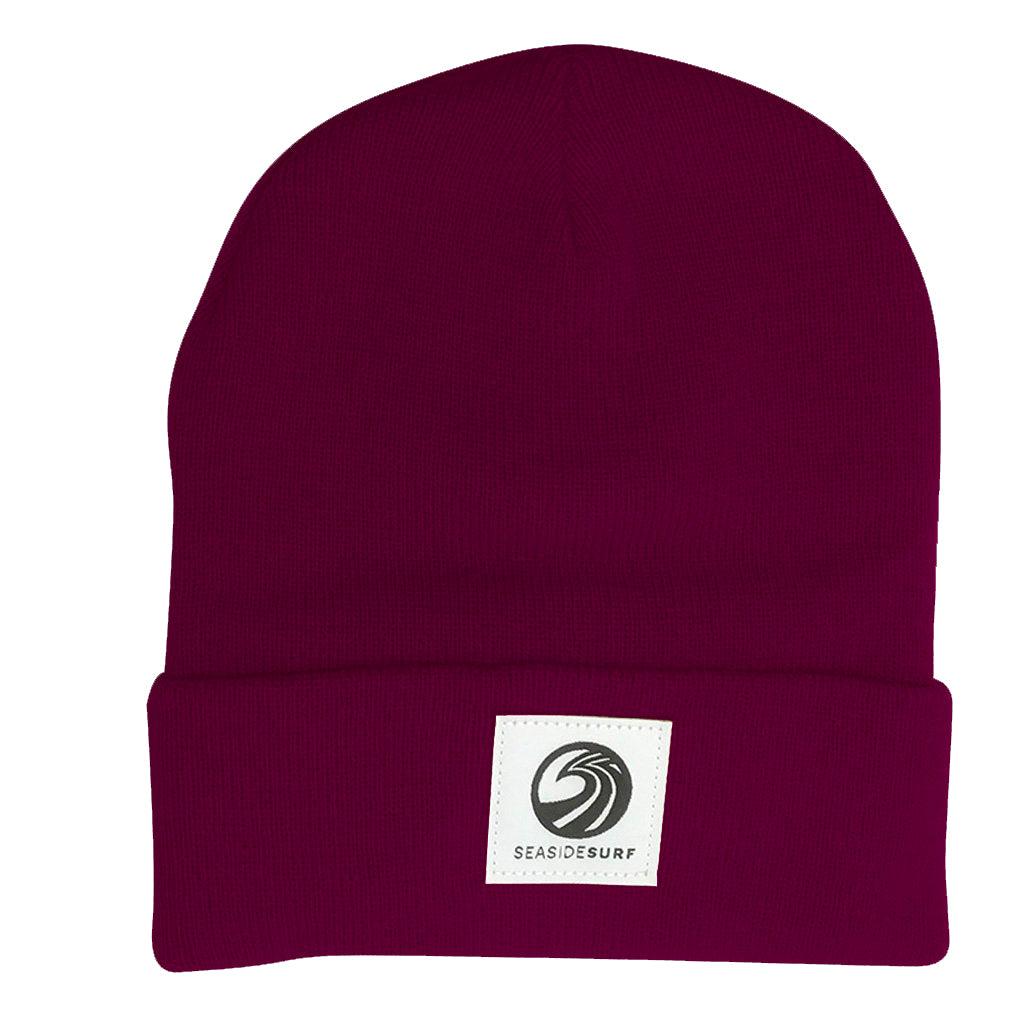 Seaside Surf Shop Wave Patch Logo  Beanie - Maroon - Seaside Surf Shop 