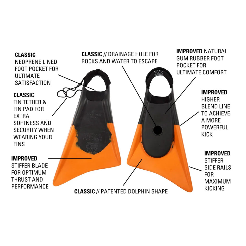 Churchill Swimfins Pro Makapuu - Black/Orange - Seaside Surf Shop 