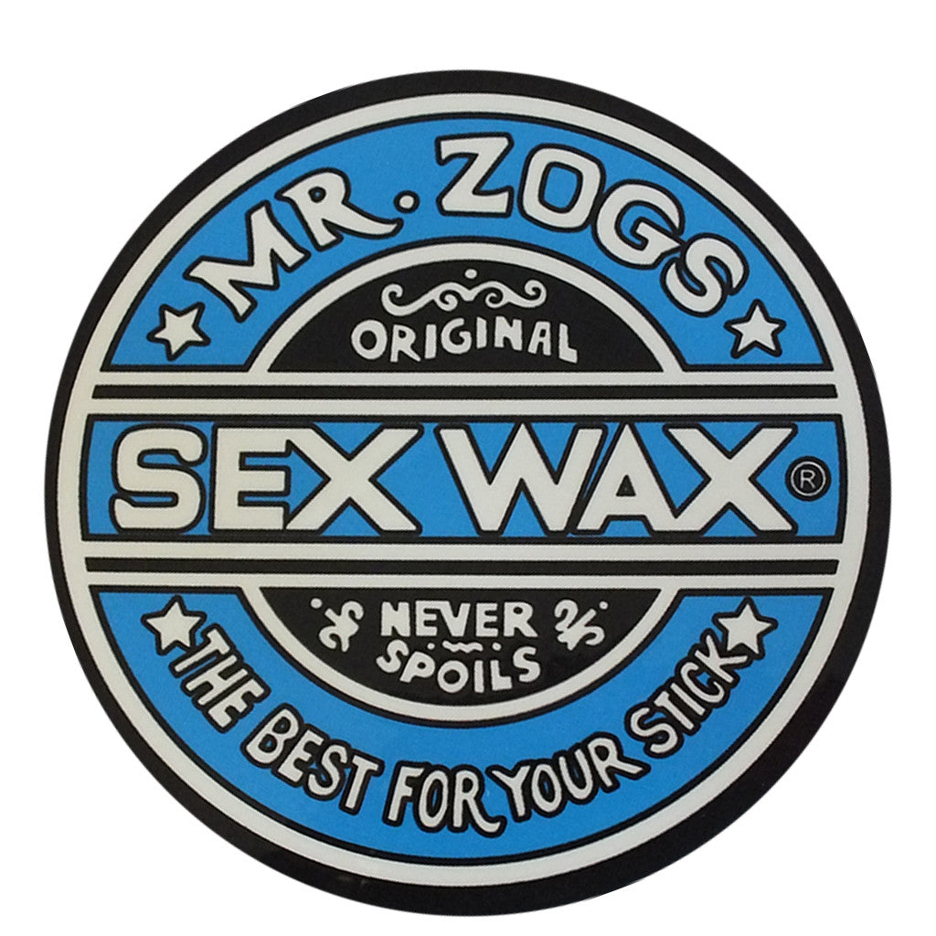 Sex Wax Classic Logo Stickers - 3&quot; Blue - Seaside Surf Shop 