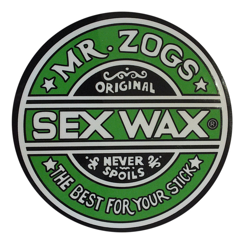 Sex Wax Classic Logo Stickers - 10&quot; Green - Seaside Surf Shop 