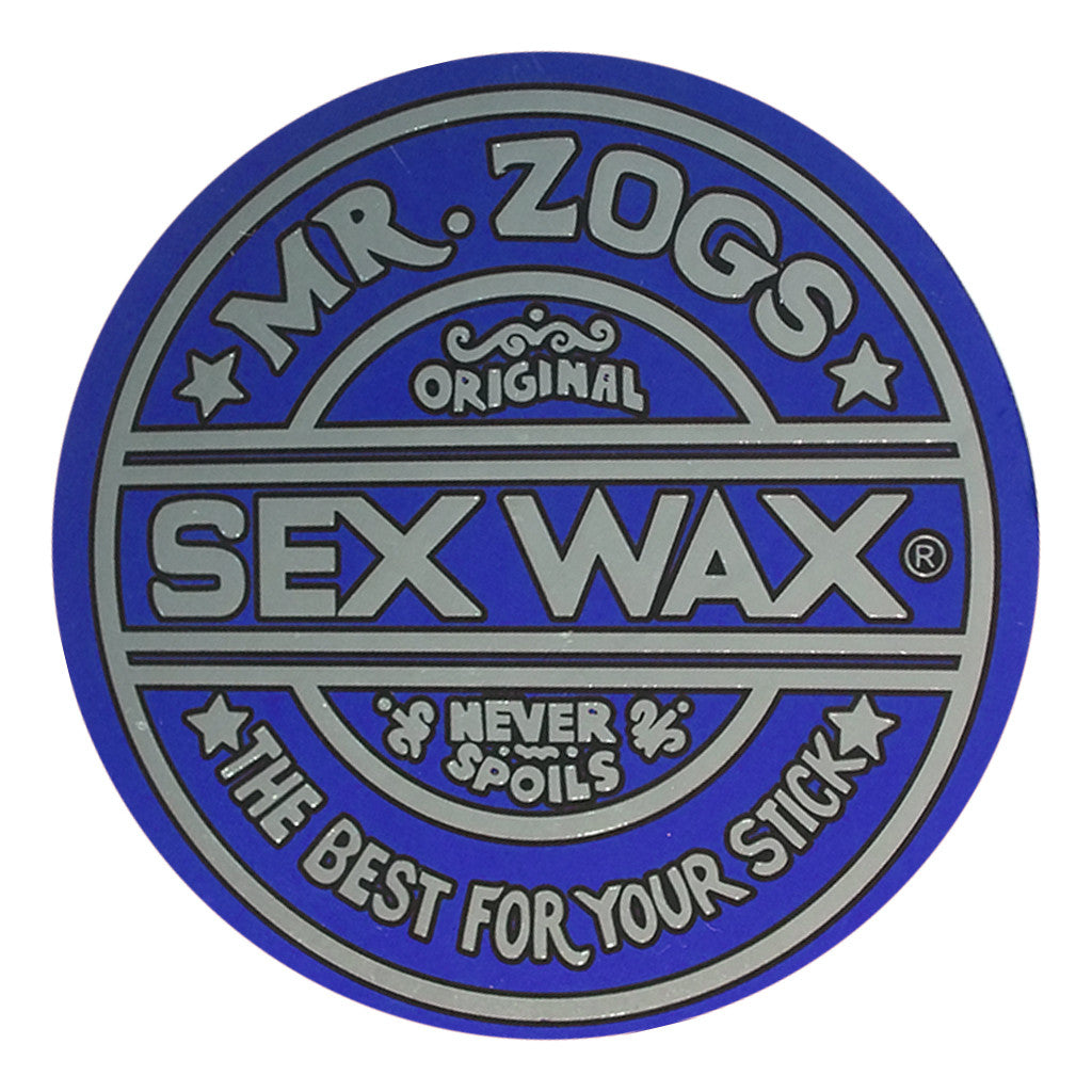 Sex Wax Classic Logo Stickers - 10&quot; Metallic Blue - Seaside Surf Shop 