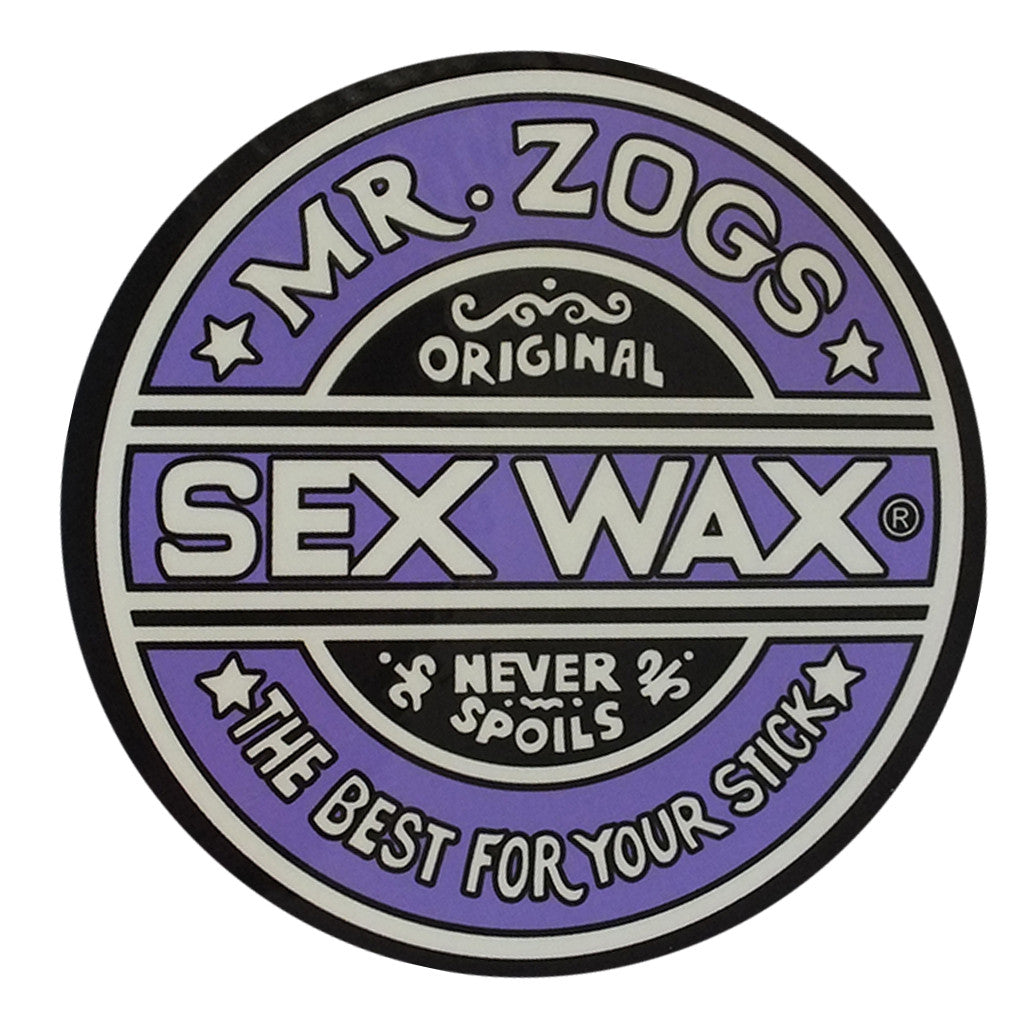 Sex Wax Classic Logo Stickers - 3&quot; Purple - Seaside Surf Shop 