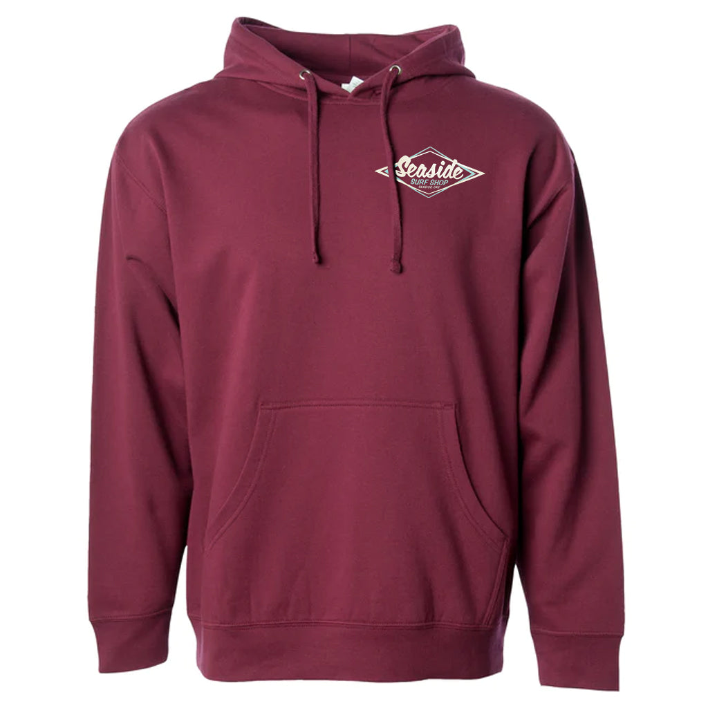 Seaside Surf Shop Mens Vintage Logo Pullover - Maroon - Seaside Surf Shop 